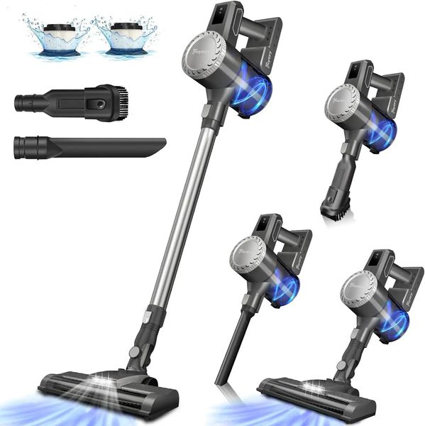 DayPlus Cordless Stick Handheld Vacuum Cleaner15000PA 6 in 1 with LED Light2 HEPA Filters2000mAh 6Cells BatteryPetCrevice 241115