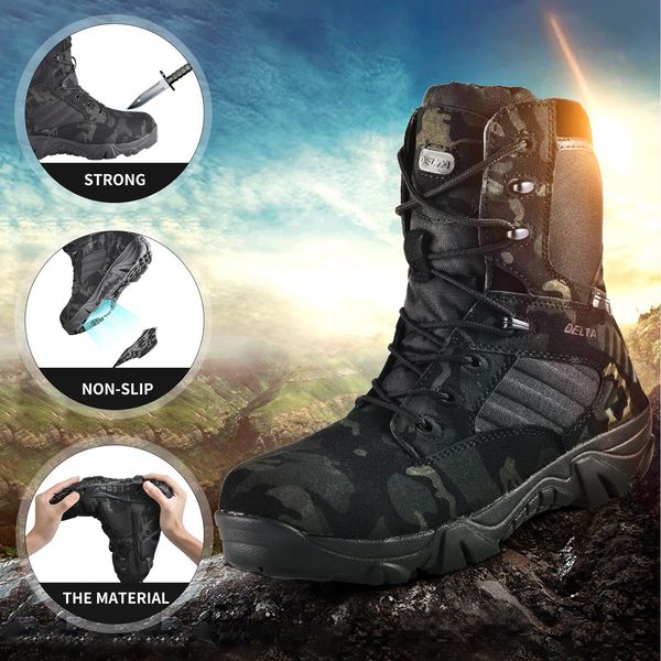 Military Trekking Shoes Men Waterproof Hiking Shoes Mountain Boots Size 48 Woodland Hunting Tactical Shoes Hiking Shoes 240705