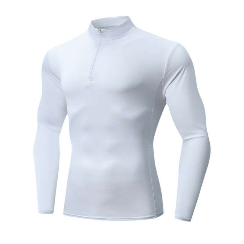 Fashion T Shirt Stand-up Collar Long-sleeved Tights Fitness Clothes Men&#039;s T-shirts Spring Running Tops TEES Fitness Jacket