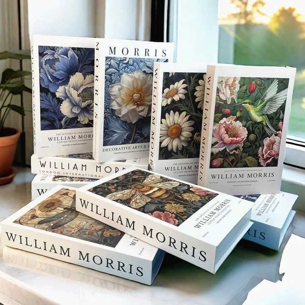 William Morris Luxury Fake Book Storage Box Vintage Decorative Books Cocktail Coffee Table Bedroom Living Room Home DecorationXJ241228