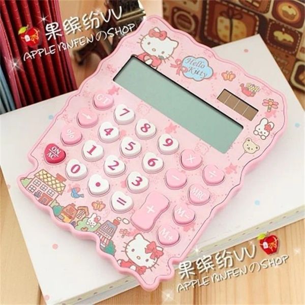 wholesale 12 Digits Solar Cute Kitty Calculator Clear With Pen And Notebook Calculated Calculadoras Learn Gifts Blessings 220510