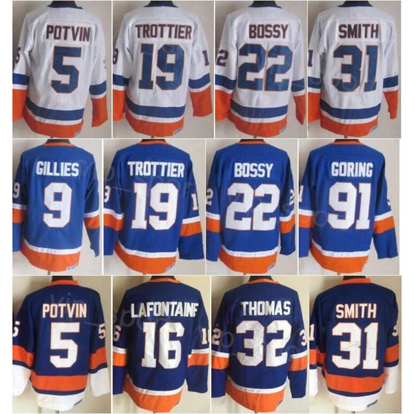 CCM Hockey Retro 32 Steve Thomas Jerseys Retire 91 John Tavares 91 Butch Goring 22 Mike Bossy 5 Denis Potvin 9 Clark Gillies 19 Bryan Trotti