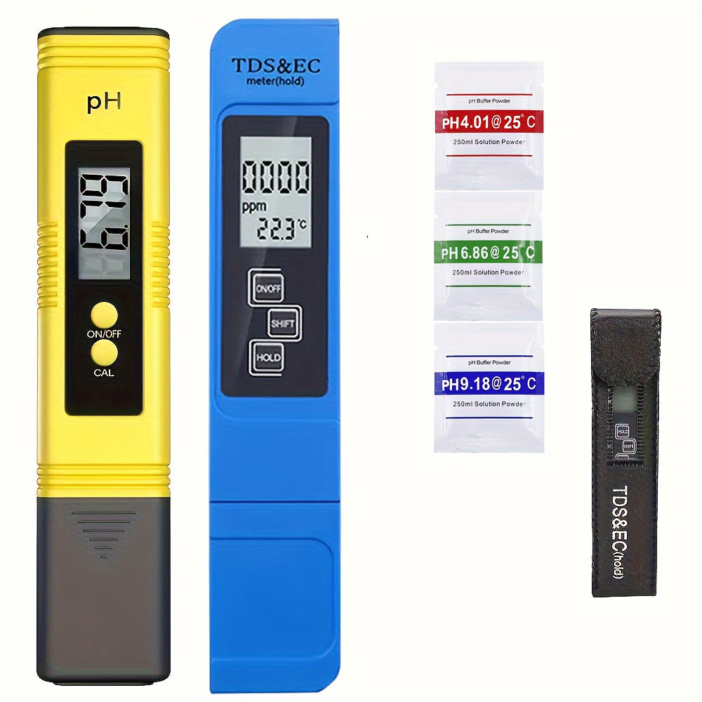 TEMU 2pcs Tester & Ph Meter, 0.0-14.0 Ph Range & 0-9990 Ppm Tds Measurement For Aquarium Filter Water Quality, With Lcd Display, Includes Replaceable