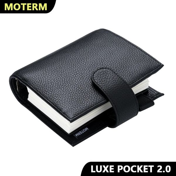 Moterm Luxe 2.0 Series Pocket Size Planner Pebbled Grain Leather A7 Notebook with 30MM Ring Mini Agenda Organizer Diary Notepad 241104
