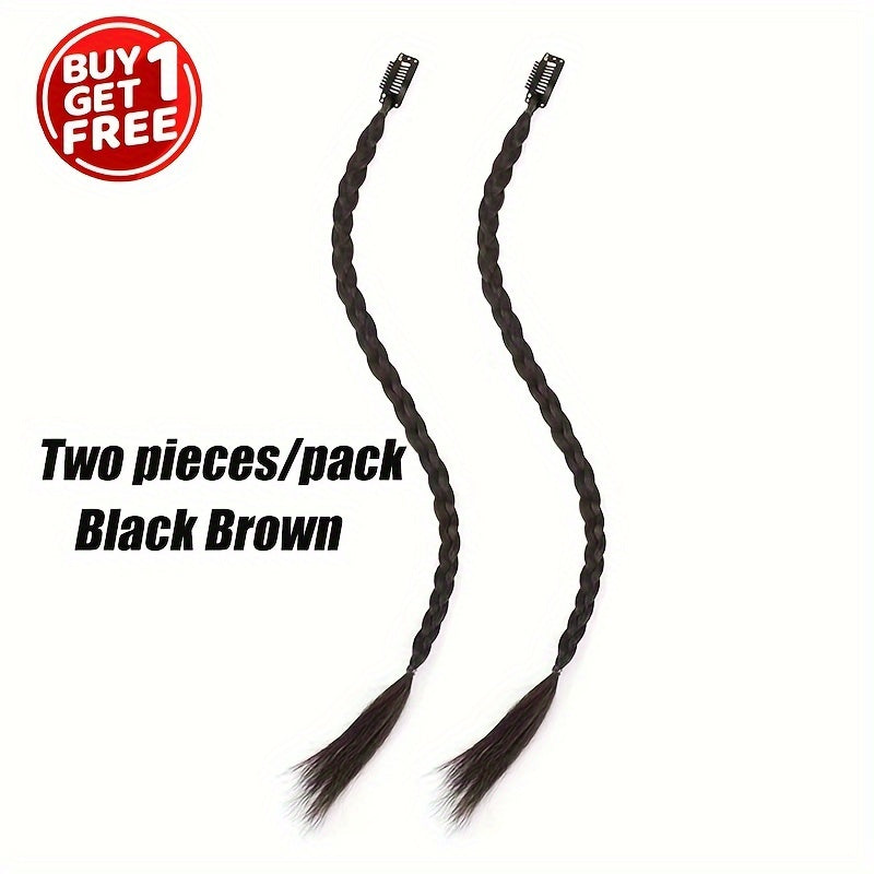 TEMU Free 2 Pieces Synthetic Braids Clip In Hair Extensions Boxing Braid Synthetic Hairpieces For Women Ponytail Long Hair Braid Extension For Daily