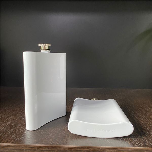 blank sublimation glossy white Father&#039;s Day gift 304 stainless steel 8oz 240ml alcohol whiskey liquor Rum Vodka hip flask Pocket Contai