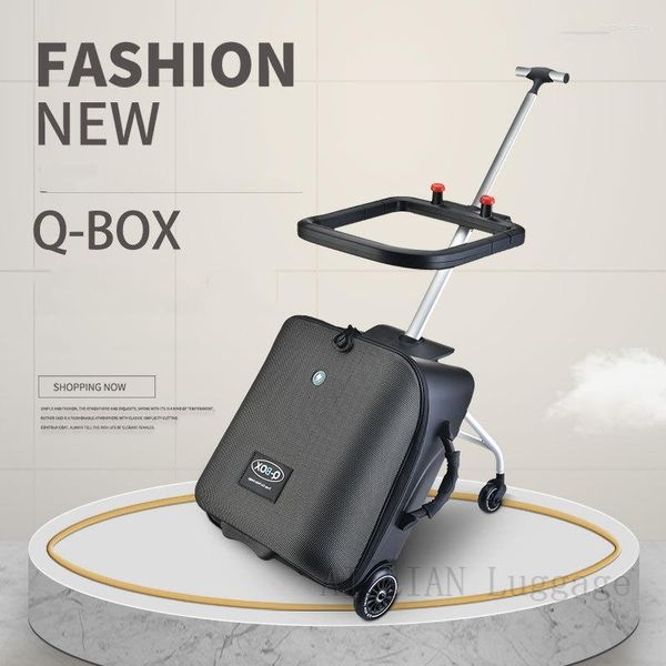 Suitcases Upgraded Version Baby Ride On Trolley Luggage Lazy Kids Case Box Scooter Suitcase Rolling Carry Ons 20 Inch