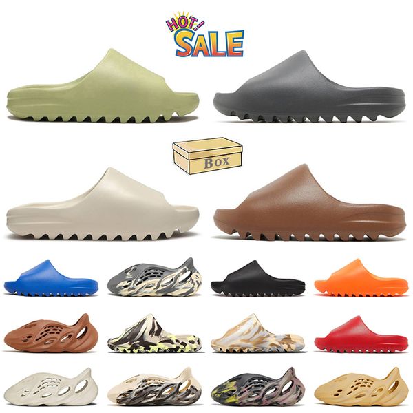 Fashion With Box Sandals Famous Designer Women Mens Slippers Beach Shoes Slides Foam Sandal Onyx Bone Ochre Earth Brown Sliders Cloud Sole R