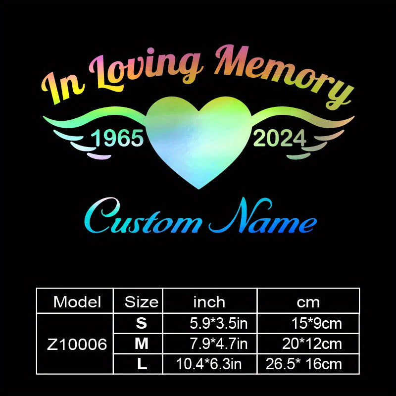 TEMU 1pc Customizable Vinyl Decal In Memory Of A - In Loving Memory, Featuring A Heart, Halo, And Wings, Suitable For Cars, Trucks, Motorcycles,