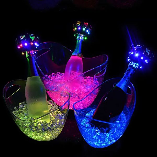 Whole Chargeable Bucket 4L Large Champagne Beer Wine Cooler Holder SingleColorful Changing Lighted LED Ice Tub JN3