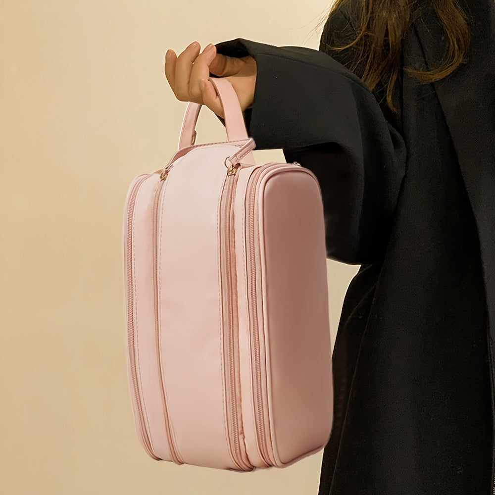 TEMU Women's Multifunctional Cosmetic Bag Large Capacity Portable Travel Makeup Brush Toiletries Storage Bag