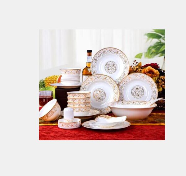 Dinnerware Sets Fashion 28 Pcs-set Porcelain Dining Room Luxury Sun Island Dinner Plates Drop Delivery Home Garden Kitchen Bar Dhmne