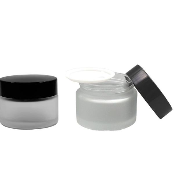 Packaging Refillable Bottles Empty Frosted Glass Eye Cream Jars Black Plastic Screw Lid Cosmetic Containers Skincare Facial Cream Pots 5g 10
