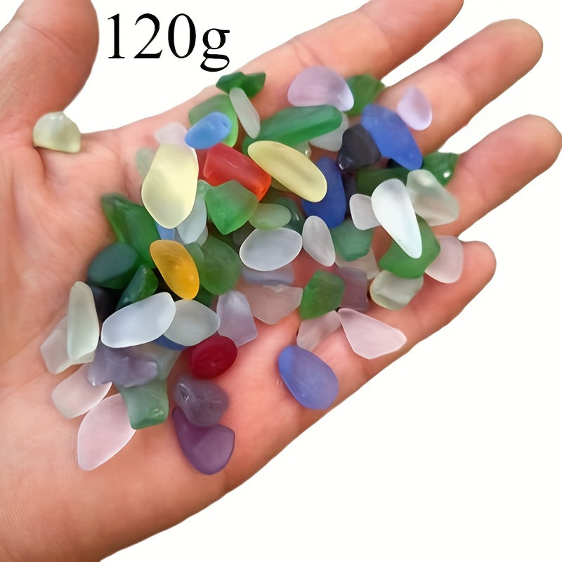 TEMU 120g Frosted Sea Glass - Diy Handmade Jewelry, Hand Painting, Vase Filling, Beach Wedding And Party Decoration, Aquarium Atmosphere, Etc, ,