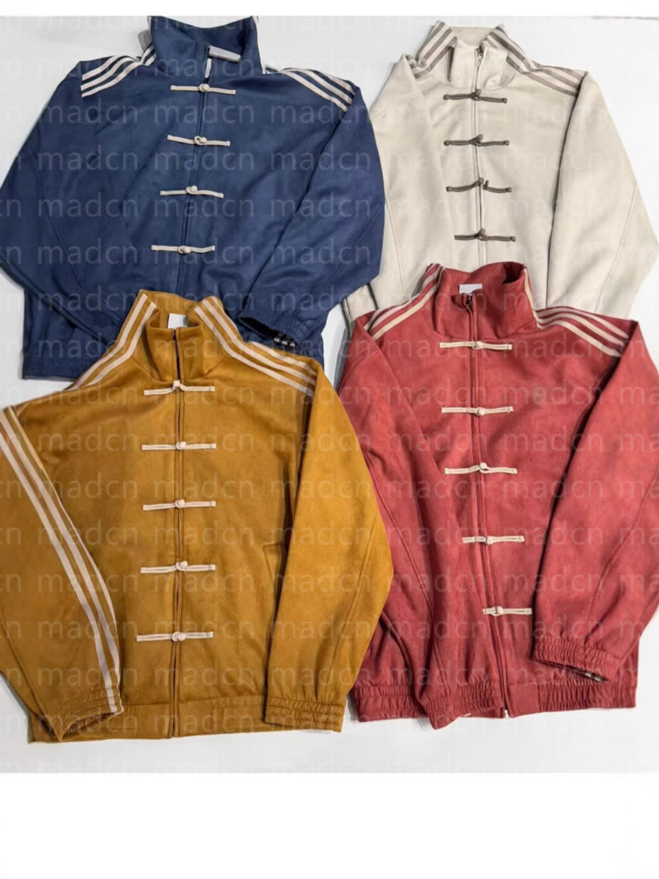 new casual individual and fashionable silk new Chinese-style stand-up collar button-button jacket classic loose Tang suit jacket for men