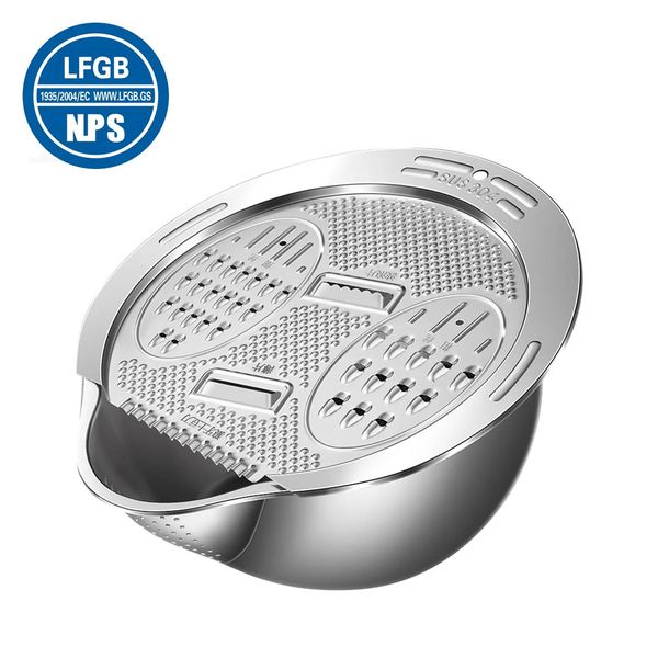 LFGB Certificated 316 Stainless Steel Kitchen Washer with 304 Vegetable Fruit Cutter Rice Cleaner and Stainer 250107