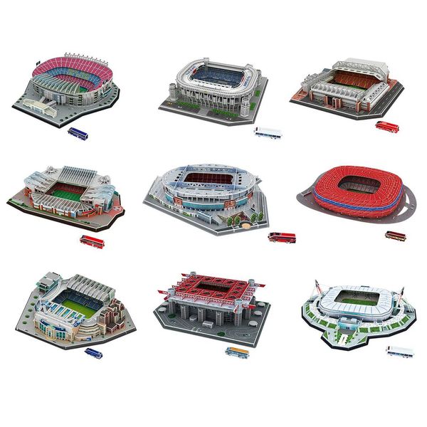 3D Football Field Model DIY Assembly 3D Football Stadium Puzzle Football Club Stadium Souvenir Kids Toys Children Adts GiftsT250205
