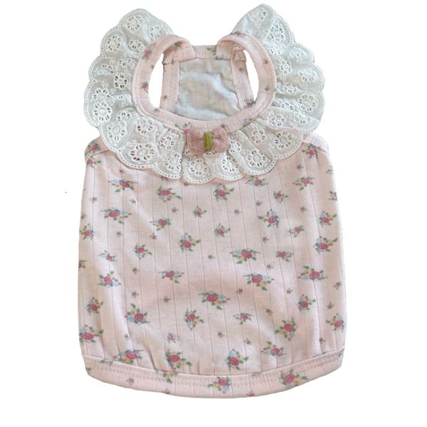 *Pet Spring And Summer New Pure Cotton Elastic Lace Suspender Air Conditioner Dog Cat Thin Vest Home Clothes