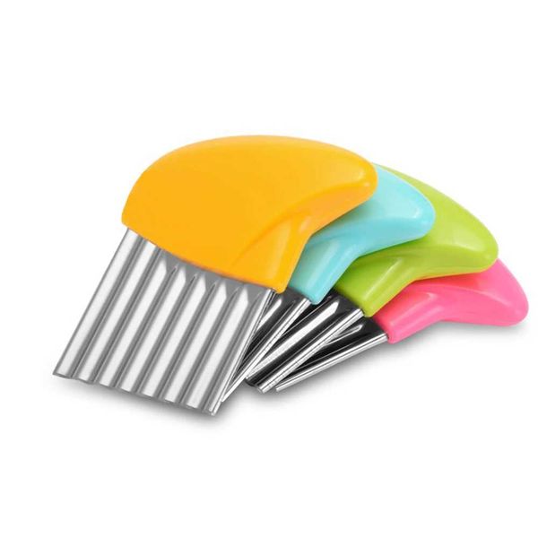 1pcs Stainless Steel Potato Cutter Kitchen Vegetable Slicer Cutting Tool Wavy Knife French Fry Chip Cutter Kitchen Supplies X250125
