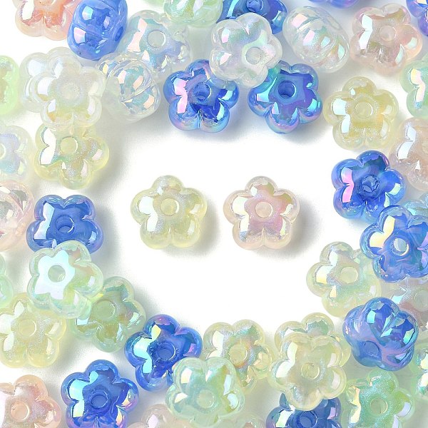 50pcs perles acryliques irisées arc-en-ciel placage uv