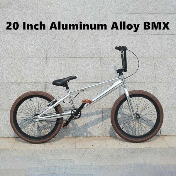 Bikes Ride-Ons 20 inch BMX aluminum alloy frame performance bicycle lightweight silver street commuter bicycle with rear brake Q241116