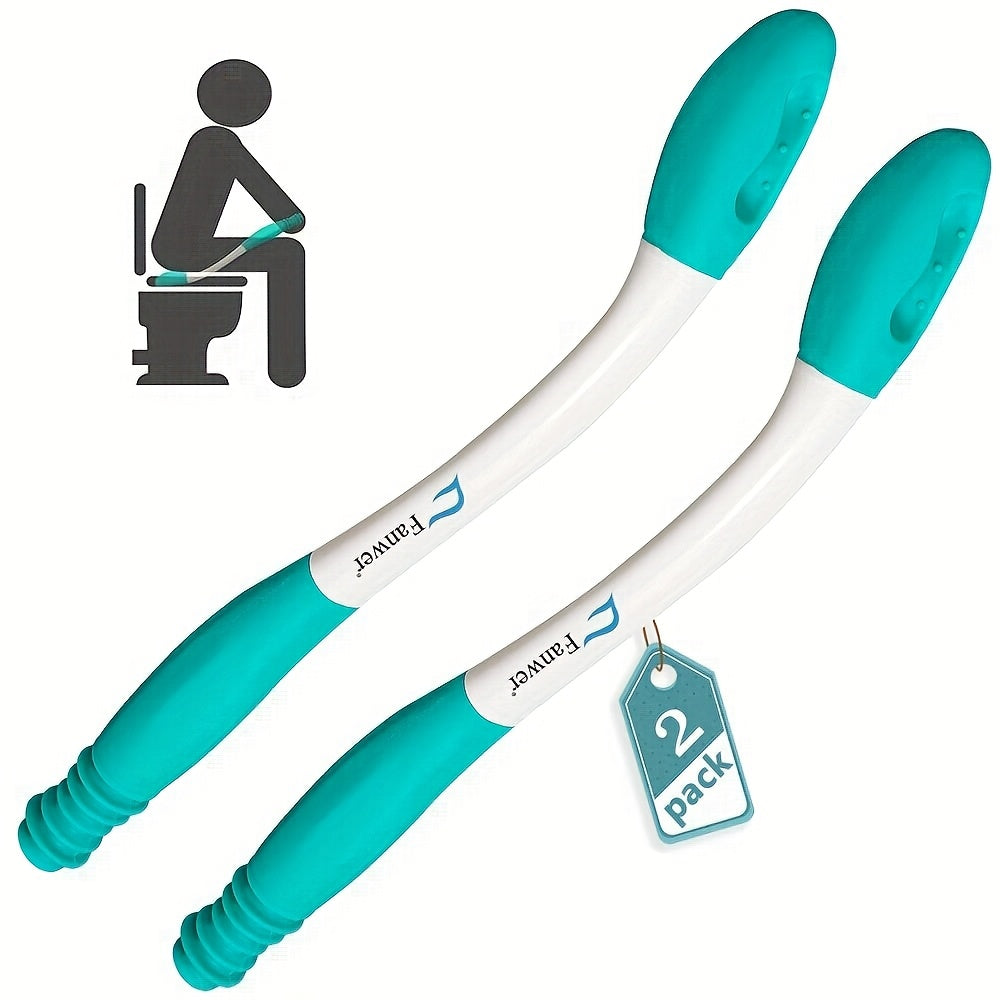 TEMU 2pcs Ergonomic Toilet Aid Wipers - 15.7" Long Reach, For Elderly, Disabled, Pregnant & Overweight - Easy-use Bathroom Assist Tool With Cushioned
