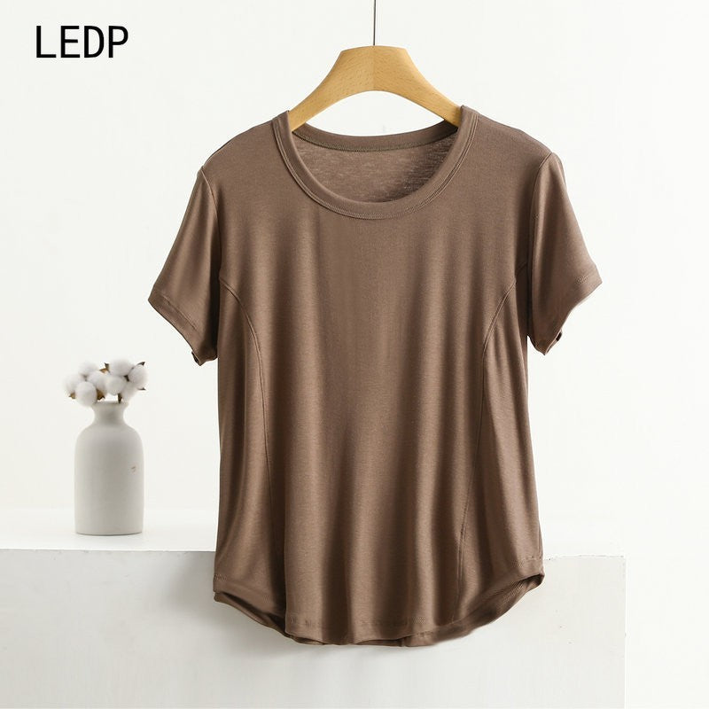 183818 Cross-back design, large-size women&#039;s T-shirt, careful design, revealing skin and slimming, summer thin cotton outerwear