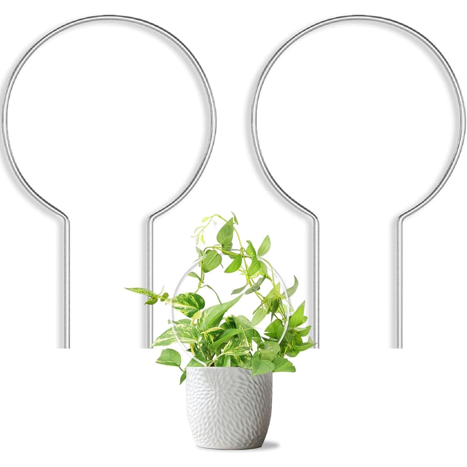 TEMU 2-pack Contemporary Round Plastic Hanging Planters With Lightweight Stand For Indoor & Outdoor - Sturdy Support For Climbing Vines, , Pothos,