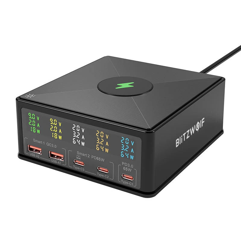 BlitzWolf® 868H 160W 5-Port USB PD Desktop Charger Dual USB-A QC3.0+Dual PD65W Type-C+65W Type-C PD3.0 with 15W 10W 7.5W