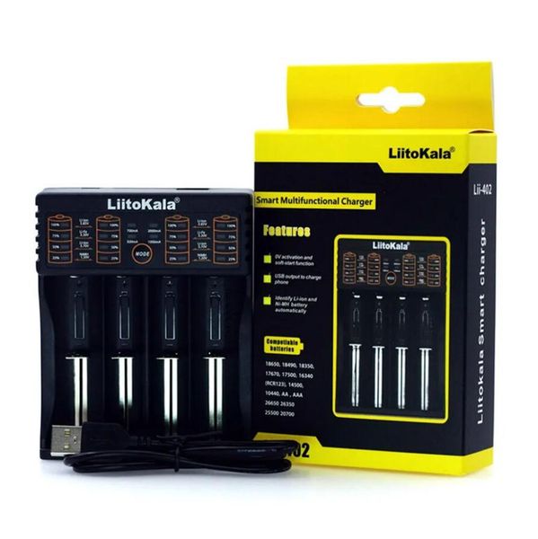 New Liitokala 18650 Battery Charger 2 4 Slots USB Smart Chargers For 18650-26650-18350-16340-18500-AA-AAA NiMH Lithium Battery Lii-402 Lii-2