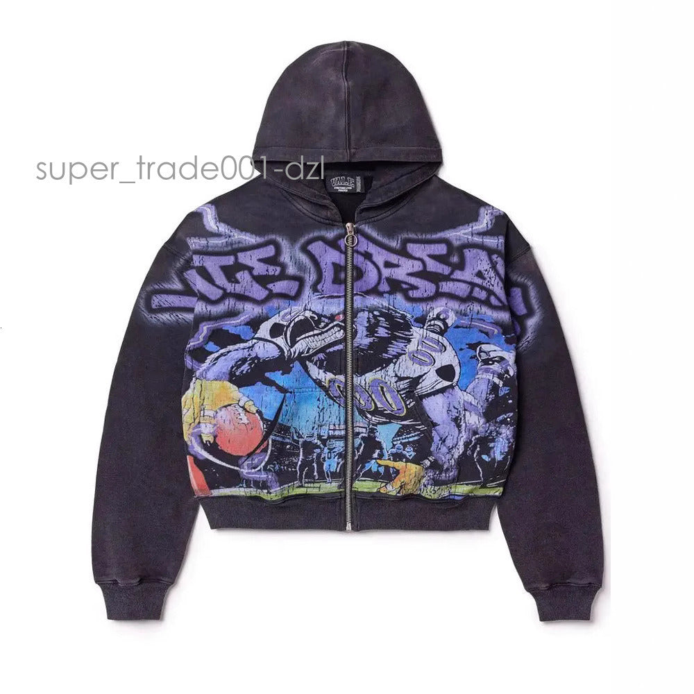 Mens Vale Hoodies Harajuku Washing Trend Brand Sweatshirts Casual Valley Hoodie Streetwear Heavy Water Oversized Tracksuit High Quality Fashion Clot