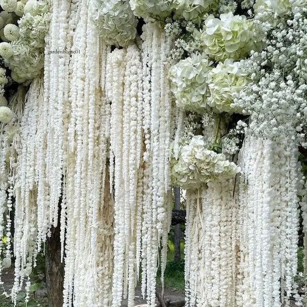 1Pc Decorative Flowers 5Pcs Dried Flower Bouquet White Floral Arrangement Wedding Decor Preserved Amaranthu Real Natural Hanging Plants For