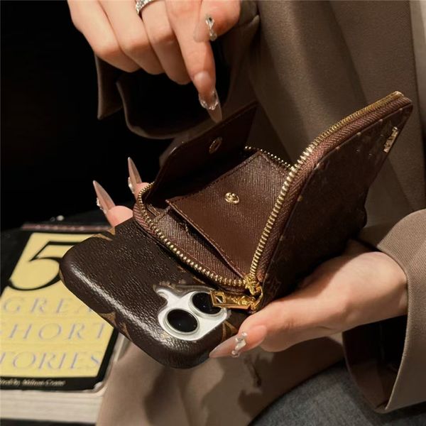 Designer Card Wallet Phone Cases For iPhone 16plus 16promax 15 15Pro 16 14Pro 14Plus 14ProMax 13 13Pro 13ProMax 12 11 Luxury Handbag Case Wi