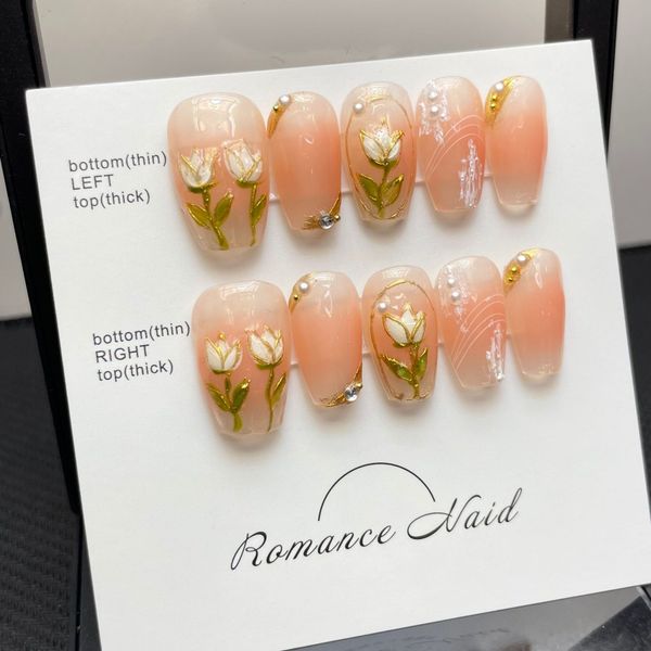 Art Nail Handmade Tulip Nail Wearable Patches Fashion Accessories