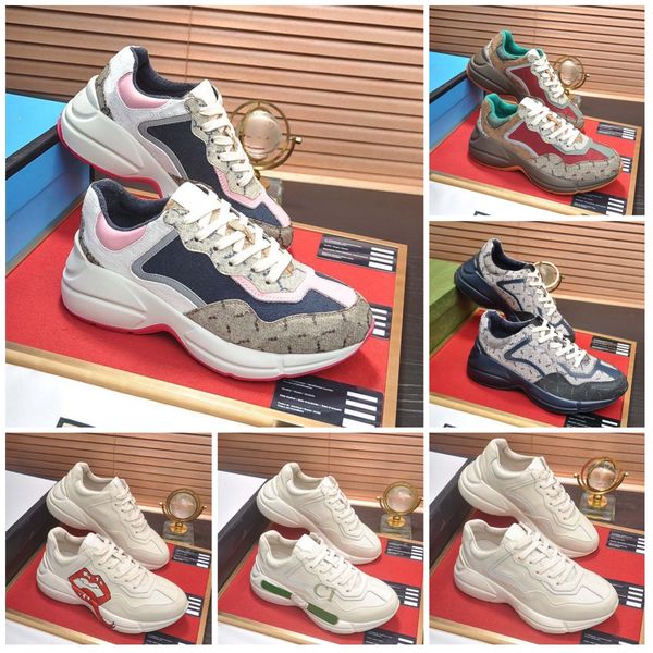 Designer Shoes Dress Men Women Trainers Multi color Sneakers brown Black Vintage Platform Sneaker printing Strawberry Mouse Tiger Mouth Flat