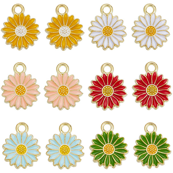 48pcs 6 Farben Legierung Emaille Charms