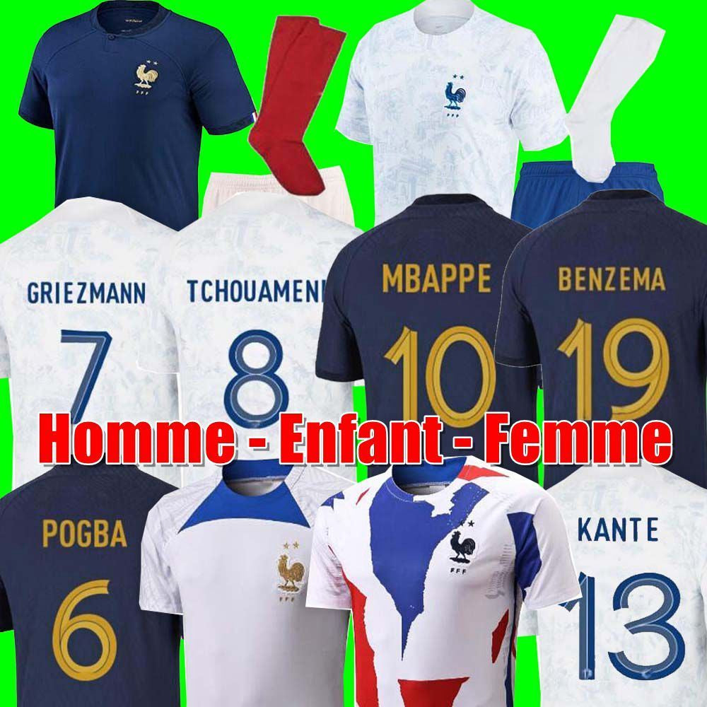 Maillots de football 2022 Soccer Jersey French BENZEMA Football shirts MBAPPE GRIEZMANN POGBA kante maillot foot kit top shirt hommes enfants MEN ki