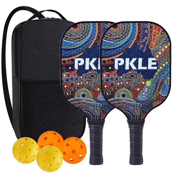 High-Performance Fiberglass Pickleball Paddle for Competitive Outdoors Games 2 Paddle & 4 ball & 1 bag 9973