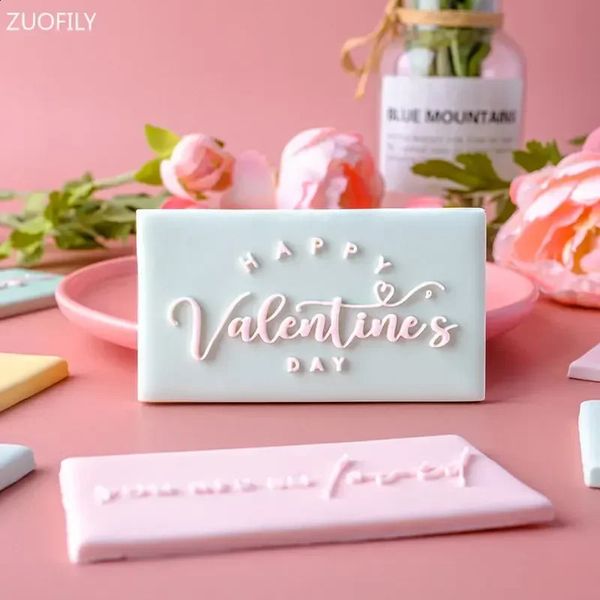 Happy Valentines Day Love Letter Cookie Embosser Mold Heart Fondant Cake Decorating Tools Handmade Gift Baking Accessories 250110
