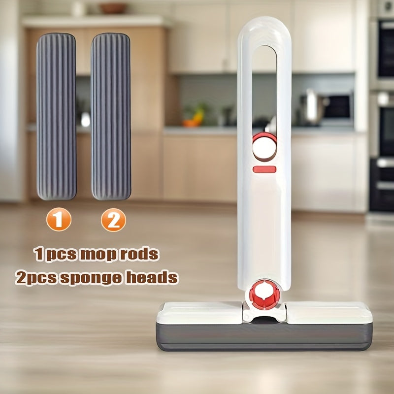 TEMU 1 Set Of Adjustable Handle Mini Sponge Mop With 2 Reusable Sponge Heads, Self Squeezing Lazy Desktop Mop, Suitable For Bathroom, Kitchen, Car,