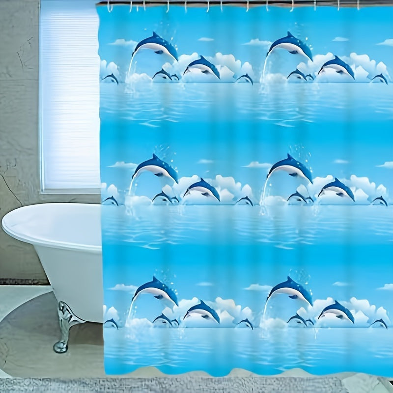 TEMU 1pc Peva Shower Curtain, No Drilling Required, Includes 12 Shower Curtain Hooks