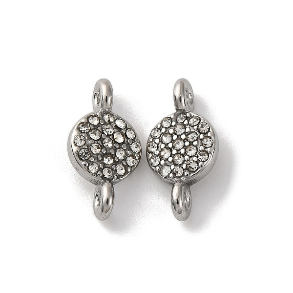 Verbindungsstück-Charms aus 304 Edelstahl mit Mikropflaster und klaren Zirkonia
