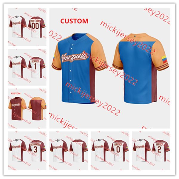 2023 WBC Venezuela Baseball Jersey Custom Stitched 14 Gleyber Torres 16 Omar Narvaez 24 Miguel Cabrera 25 Anthony Santander 27 Jose Altuve J