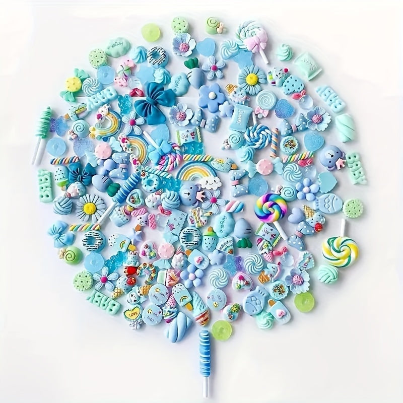 TEMU 100pcs Blue Slime Charms, Resin Flat Charms Set, Ornament Scrapbooking Diy Crafts