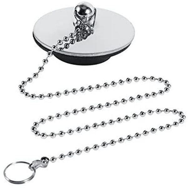 Toothbrush Holders Bath Tub Drain Stopper Stainless Steel Rubber Plug with Chain Basin Tool Kitchen Sink Bathroom Bathtub Accessories 230710