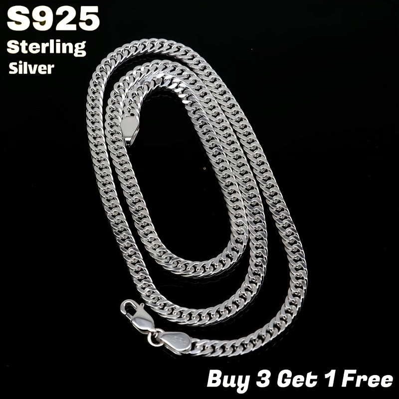 TEMU 925 Pure Silvery Jewelry - 8mm Cuban Necklace, Suitable For Men And Women, Lightweight Jewelry, Gift- On Halloween, Christmas And Birthdays.