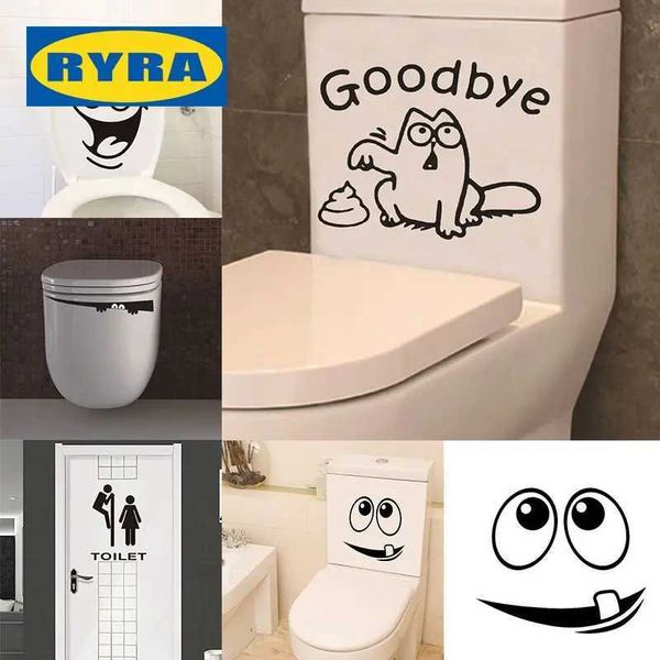 Funny Smile Toilet Stickers Lovely Wall Decal Home Decor Art PVC Vinyl Bathroom Decoration Waterproof Home Decor Stickers HOT Y240730