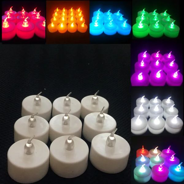 LED Tealight Tea Candles Flameless Light colorful yellow Battery Operated Wedding Birthday Party Christmas Decoration LL