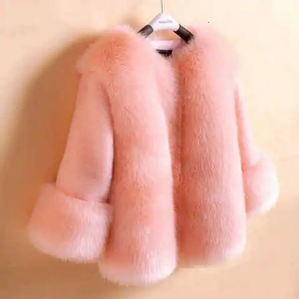 Coat Baby Girls Faux Fur Winter Children Long Sleeve Christmas Jacket Warm Kids Snow Outerwear Clothing 231215