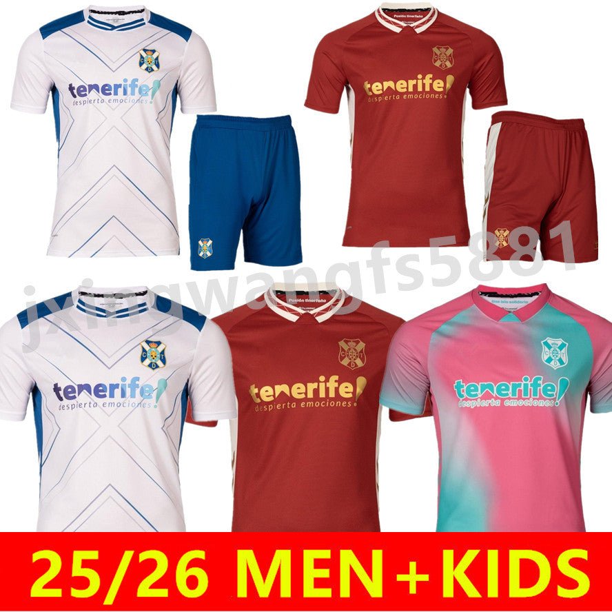25 26 CD Tenerife soccer jerseys home away 2025 2026 GALLEGO ZORRILLA MO DAUDA BUNUEL ROMERO SIPCIC MARTINEZ LOPEZ Football Shirt Uniforms Kids kit